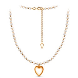 Браслет из золочёного серебра с пресноводным культивированным жемчугом - Сердце 251-20-211-18з