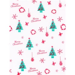 Бумага новогодняя упаковочная тишью «С рождеством!», белая, 50×66 см