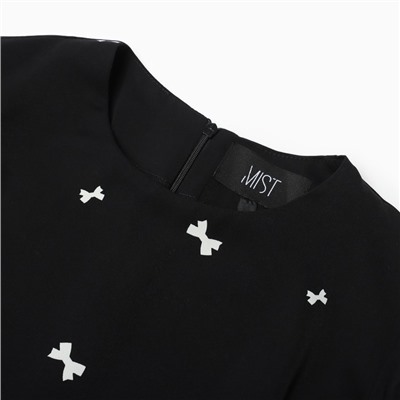 Платье с завязками на талии миди женское MIST Flower, размер 42, чёрное