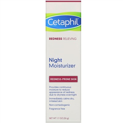 Cetaphil, ночное увлажняющее средство, снятие покраснения, 50 г (1,7 унции)