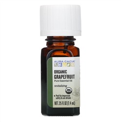 Aura Cacia, чистое эфирное масло, органический грейпфрут, 7,4 мл (0,25 жидкой унции)