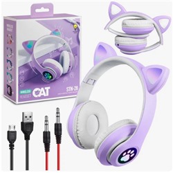Беспроводные наушники со светящимися ушками Cat Ear STN-28 с Bluetooth, MP3, FM, AUX, Mic, LED