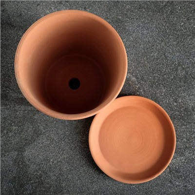 Горшок для цветов «Терра», 1.5 л, d=15 см, h=15.5 см, керамический, с поддоном, коричневый