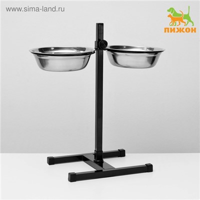 Подставка с мисками, 2×1.5 л, высота 50 см, разборная, чёрная