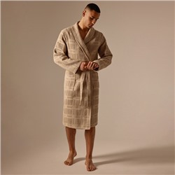 Халат вафельный мужской SL HOME: Chess «Саббиа», размер S, хлопок 100%, коричневый