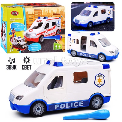 Конструктор "Полиция" с отверткой (свет,звук) в коробке