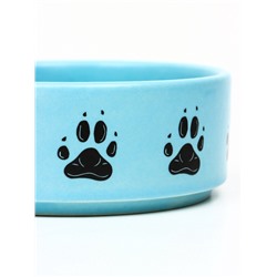 Миска керамическая матовая «Лапки» 180 мл - 10.5×10.5×4 см, голубая