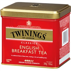 Twinings, English Breakfast, классический рассыпной чай, 200 г (7,05 унции)