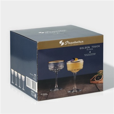 Фужеры для шампанского Paşabahçe Elysia, 260 мл, набор 4 шт., стекло, прозрачные