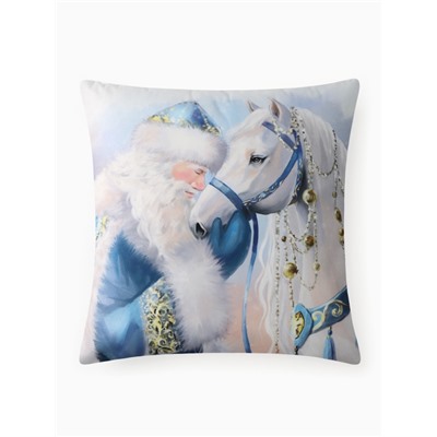 Подушка декоративная новогодняя «Этель» Silver Hoof, 40×40 см, велюр