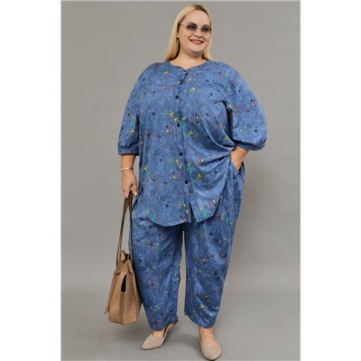 Костюм женский с брюками больших размеров (К-01 клякса)