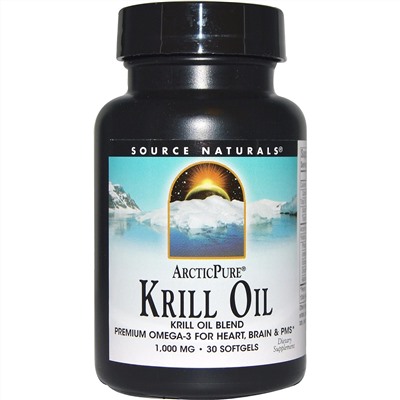 Source Naturals, Арктическая чистота, Масло морского криля, 1,000 мг, 30 капсул