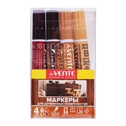 Набор маркеров для деревянных поверхностей "Repair & Craft" 4 цвета (бук, дуб, красное дерево, орех) круглый корпус, скошенный наконечник, ширина линии письма 1-5 мм