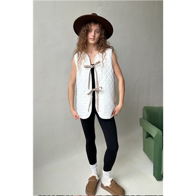 Жилет стеганый  HOME109/02/Бежевый, коричневый