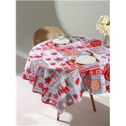 Скатерть новогодняя рогожка DomoVita Чудеса 150×150 см, хл100%, 170 г/м²