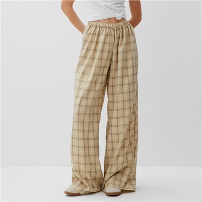Брюки женские MINAKU: Casual Collection, бежевая клетка, размер 50