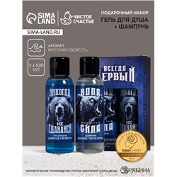 Подарочный набор «Всегда первый», гель для душа и шампунь для волос, 2×100, Чистое счастье