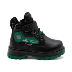 Ботинки на меху 1831-5-1 черно зеленые