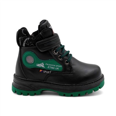 Ботинки на меху 1831-5-1 черно зеленые