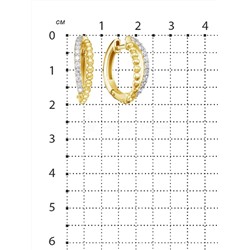 Серьги из золочёного серебра с фианитами и родированием 925 пробы с-7246лз200
