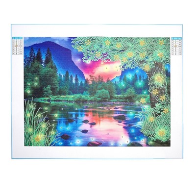 Алмазная мозаика с частичным заполнением и форменными стразами на холсте «Чарующий пейзаж», 30×40 см