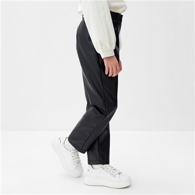 Брюки для девочки кожаные MINAKU, чёрные, рост 158 см