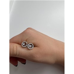 Серьги-пусеты из серебра с фианитами родированные 925 пробы С-3820рс200