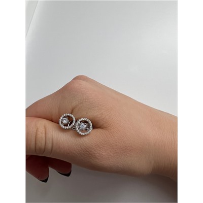 Серьги-пусеты из серебра с фианитами родированные 925 пробы С-3820рс200