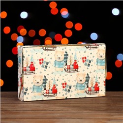 Коробка подарочная складная «Мишки», белая, 20×12×4 см