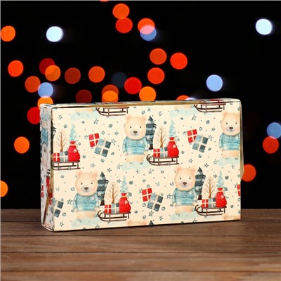 Коробка подарочная складная «Мишки», белая, 20×12×4 см