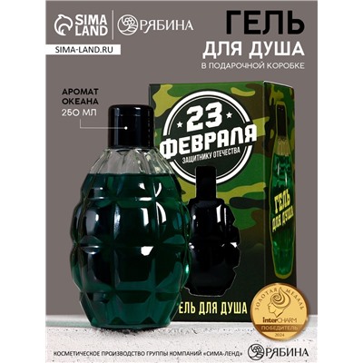 Гель для душа мужской «С 23 Февраля!», 250 мл, аромат океана, HARD LINE