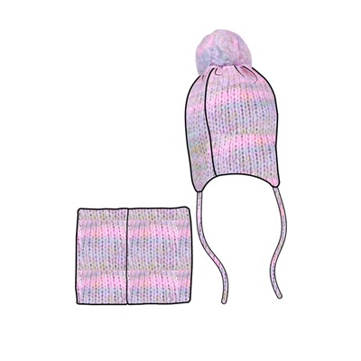 Комплект трикотажный для девочек: шапка, снуд