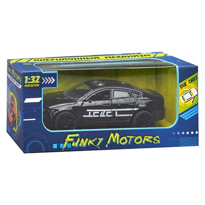 Чёрная инерционная машинка люкс с принтом die-cast, 1:32, открывающиеся двери