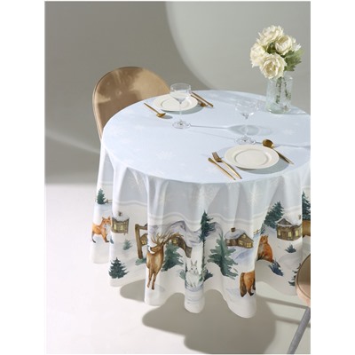 УЦЕНКА Скатерть Этель «Forest animals» d=215 ± 3 см с ГМВО, 100%хл, саржа 190 г/м²