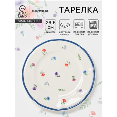 Тарелка Доляна «Романс», d=26.6 см, костяной фарфор, белая
