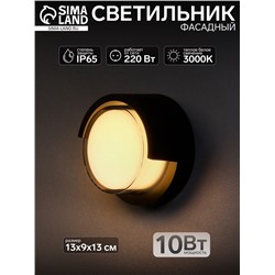 Светильник фасадный «Сити», 10 Вт, 3000К, IP65, 220 В, пластиковый корпус, чёрный, свечение тёплое белое