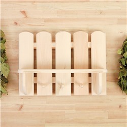 Полка - вешалка для бани и сауны «Забор», 40×30×8 см, деревянная, настенная, 3 крючка, «Добропаровъ»