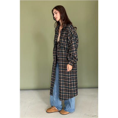 Рубашка удлиненная  AUTUMN046/03/Бежевый, зелёный