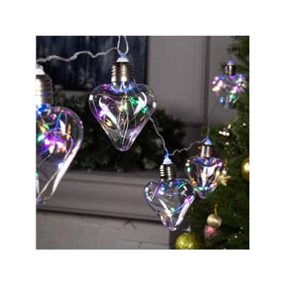 Гирлянда «Нить» 3 м с насадками «Лампочки сердца», IP20, прозрачная нить, 80 LED, свечение мульти, 8 режимов, 220 В