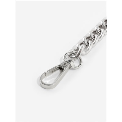 Ручка для сумки, бамбук, с цепочками и карабинами, 60 см, цвет серебряный