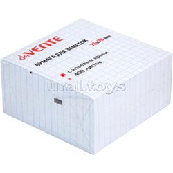 Клейкая бумага для заметок 76x76 мм, 400 листов, офсет 75 г/м², белая в клетку