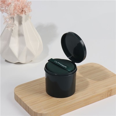 Спонжи для макияжа PINNEAPPLE, набор - 7 шт., d=5.5 см, с держателем, в футляре, цвет изумрудный