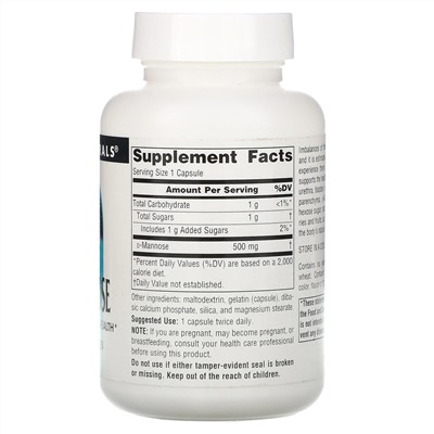 Source Naturals, D-манноза, 500 мг, 60 капсул