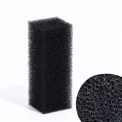 Губка прямоугольная для фильтра № 1, ретикулированная 30 PPI, 4×4.5×11 см, чёрная