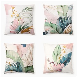 Наволочки декоративные Этель «Тропики» набор 4 шт., 40×40 см, велюр