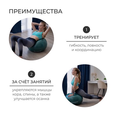 УЦЕНКА Фитбол ONLYTOP, d=65 см, 900 г, антивзрыв, зелёный