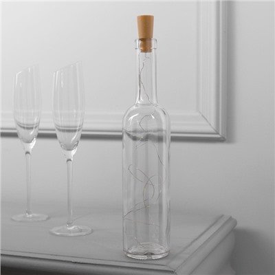 Гирлянда «Нить» 1 м роса с пробкой, IP20, серебристая нить, 10 LED, батарейки LR44×3 (в комплекте), свечение зелёное