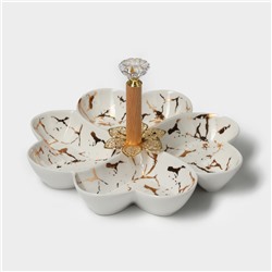 Менажница 4 ячейки «Марбл», 20×3.2 см, цвет белый