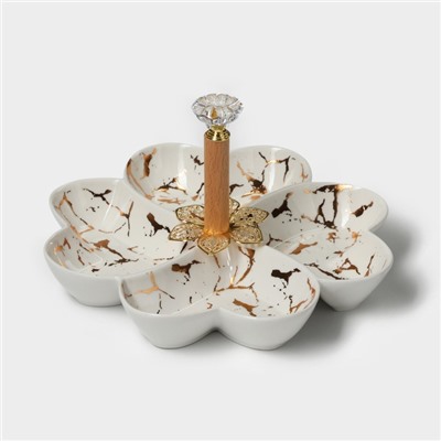 Менажница 4 ячейки «Марбл», 20×3.2 см, цвет белый