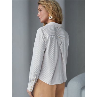 Укороченная блузка в полоску из хлопка